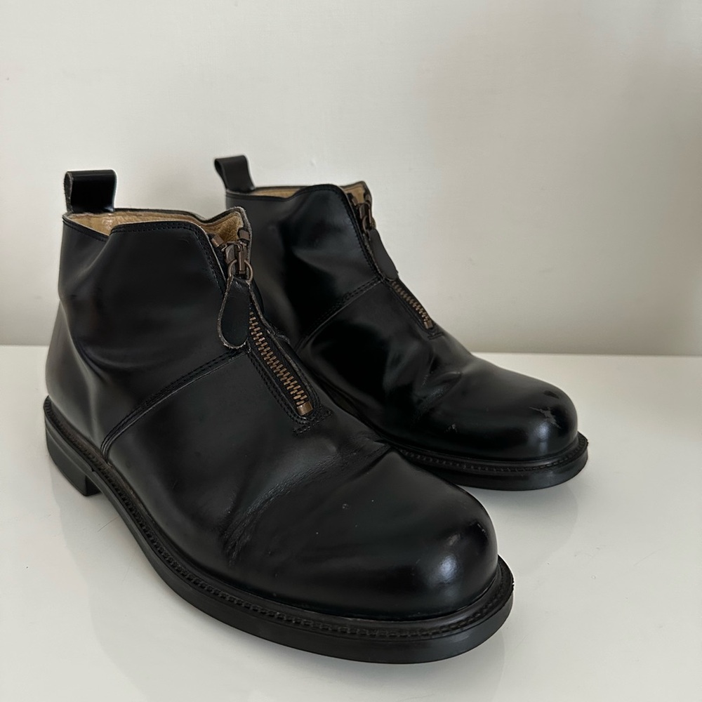 Vintage J.Crew Made in Italy Zip Boots Chelsea Women’s Sz 7,5 Black Y2K Aviator